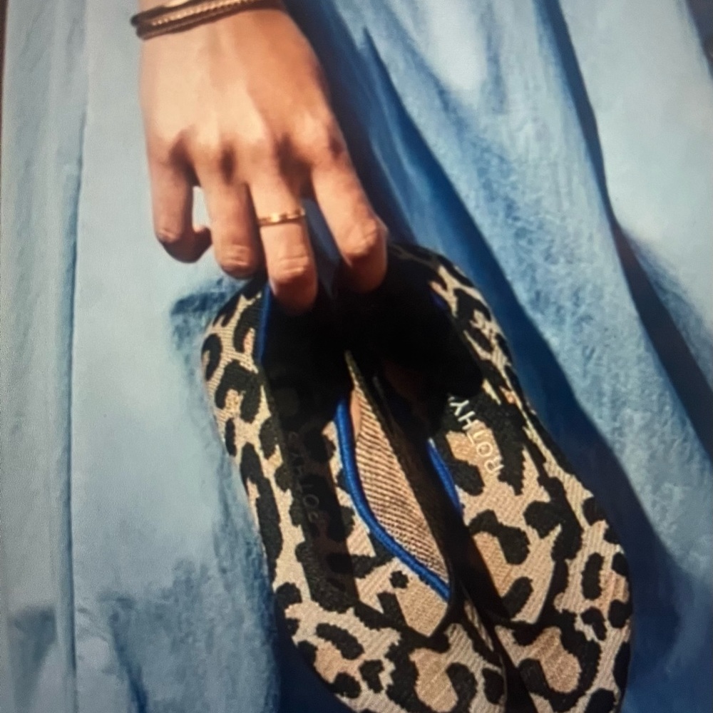 Rothys Big Cat The Point Textile Slip On Ballet Flat EU 38.5 US 8 Leopard - Picture 3 of 5